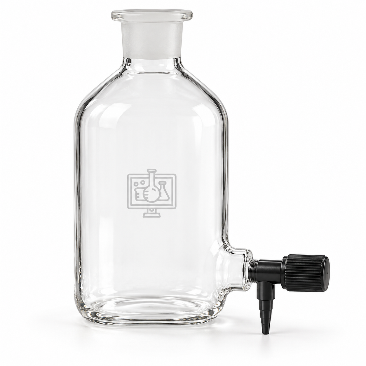 Quartz Aspirator Bottle with Silicon Stopper &amp; Screw Type PTFE Stopcock